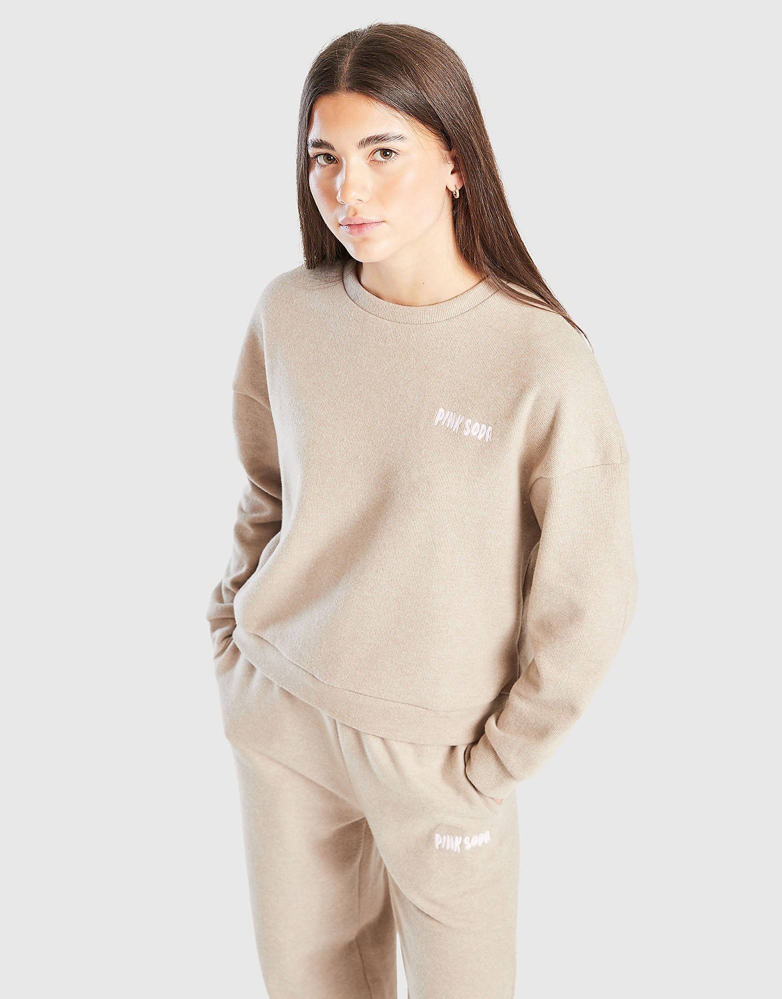 Pink Soda Sport Girls' Ava Crew Sweatshirt Junior, Brun