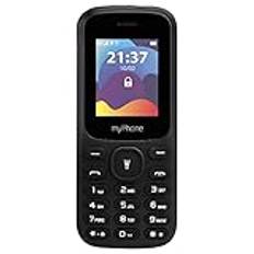 MP myPhone Fusion Knapptelefon, mobiltelefon med stora knappar, färgskärm, 1,77 tum, batteri 600 mAh, ficklampa, radio, dubbel sim, bluetooth, för seniorer, upplysta knappar, svart, seniortelefon