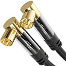 KabelDirekt – 4K Antennkabel, Koaxialkabel – TV Kabel 90° vinklad – 2m – Digital och analog – Finns i 0,5-20m (Vinklad hane/hona, för DVB-C/DVB-T/DVB-S, svart)