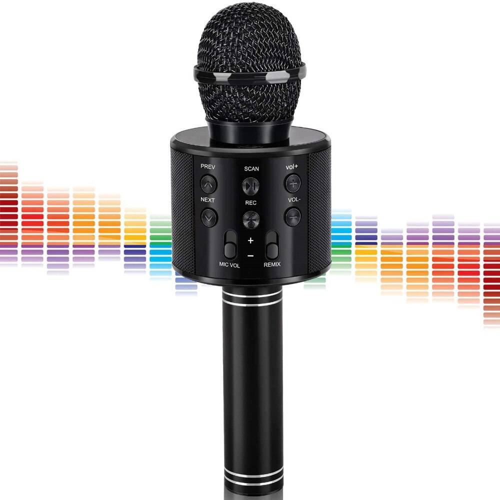Trådlös bluetooth usb mikrofon kondensator karaoke mikrofonstativ radio mikrofon studio inspelningsstudio barn & #39 ;s - Svart