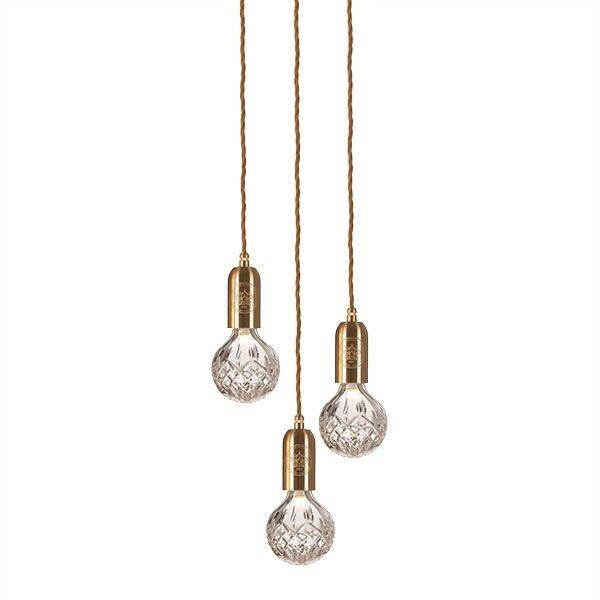 Crystal Bulb Pendel 3 Stk Klar/Messing.