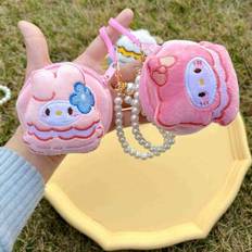 1 st Sanrio Cinnamoroll plysch rund myntbörs färgglad rund myntpåse hörlursfodral för kvinnor plånbok mini plånbok plånbok nyckelring myntplånbok peng - Multifärgad (rosa,Purpur,blå,gul,Rosröd)
