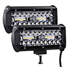 Arbetsbelysning LED 12/24V, Kraumi 7 tum (18 cm) ljusramp, 300 W Spot Cree kåpor, off road LED-strålkastare för backup-område för Rzr, ATV, UTV, SUV, lastbil, båt, traktor (2 st)