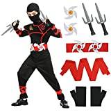 Aomig Ninja-dräkt för barn, ninja kostym set för pojkar, ninjasoldat, maskeraddräkter, halloween, alla helgons festfest (XL)