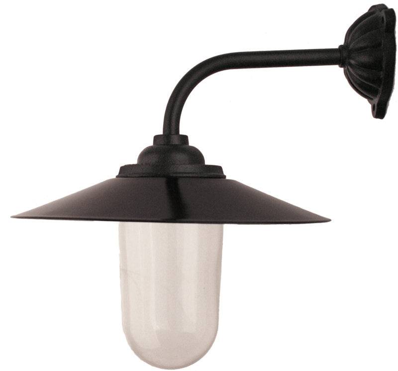Udendørslampe - Staldlampe 90° kort, sort skærm