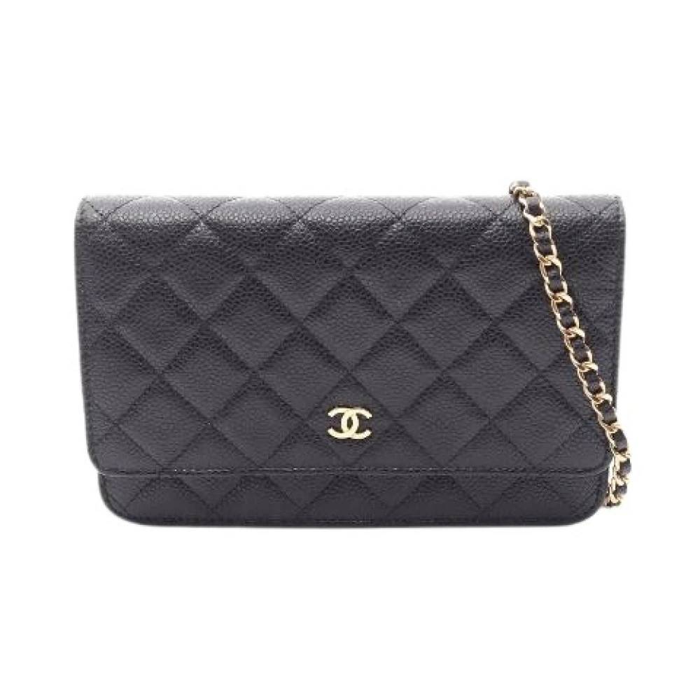 Chanel Vintage Pre-owned Matelasse Skuldertaske i glat kalveskind - Vintage - Dame - Sort - ONE SIZE - Uld