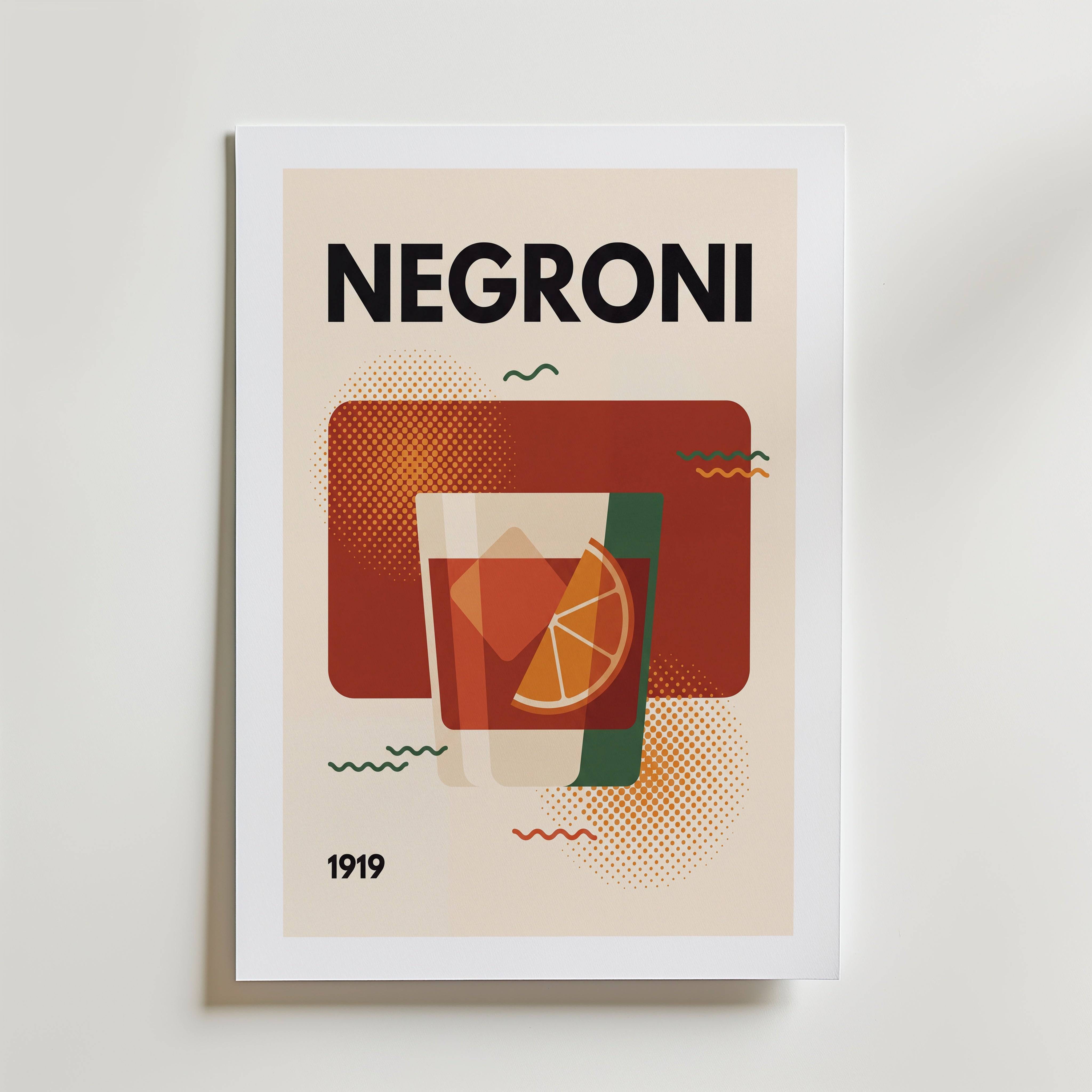 Negroni Poster - Premium Canvas 21x30 cm Med passepartout