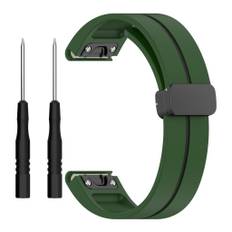 Garmin Fenix 7 Pro etc. 22mm Magnetic Watchrem - Army Green med sort