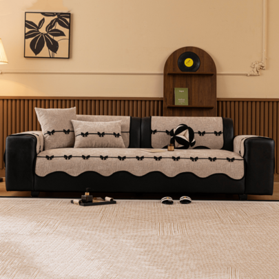 1 st europeisk fräsch asymmetrisk soffkudde med rosett och spetskant, sofföverdrag i texturerad chenille, lyxigt minimalistiskt sofföverdrag, skyddar - Kaki (Multi-size)