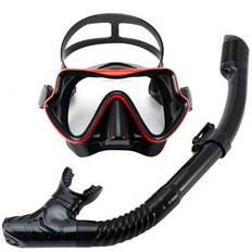 1 set vuxen torr topp panoramautsikt dykmask härdat glas antiläckage snorkelutrustning professionell dykmask med andningsslang set för dykning, snorkl - Röd (En-Storlek)