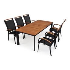 Matgrupp Utomhus Hillerstorp Nydala 96x150-200 + 6 Karmstolar - Teak|Svart utomhus Brun,Svart