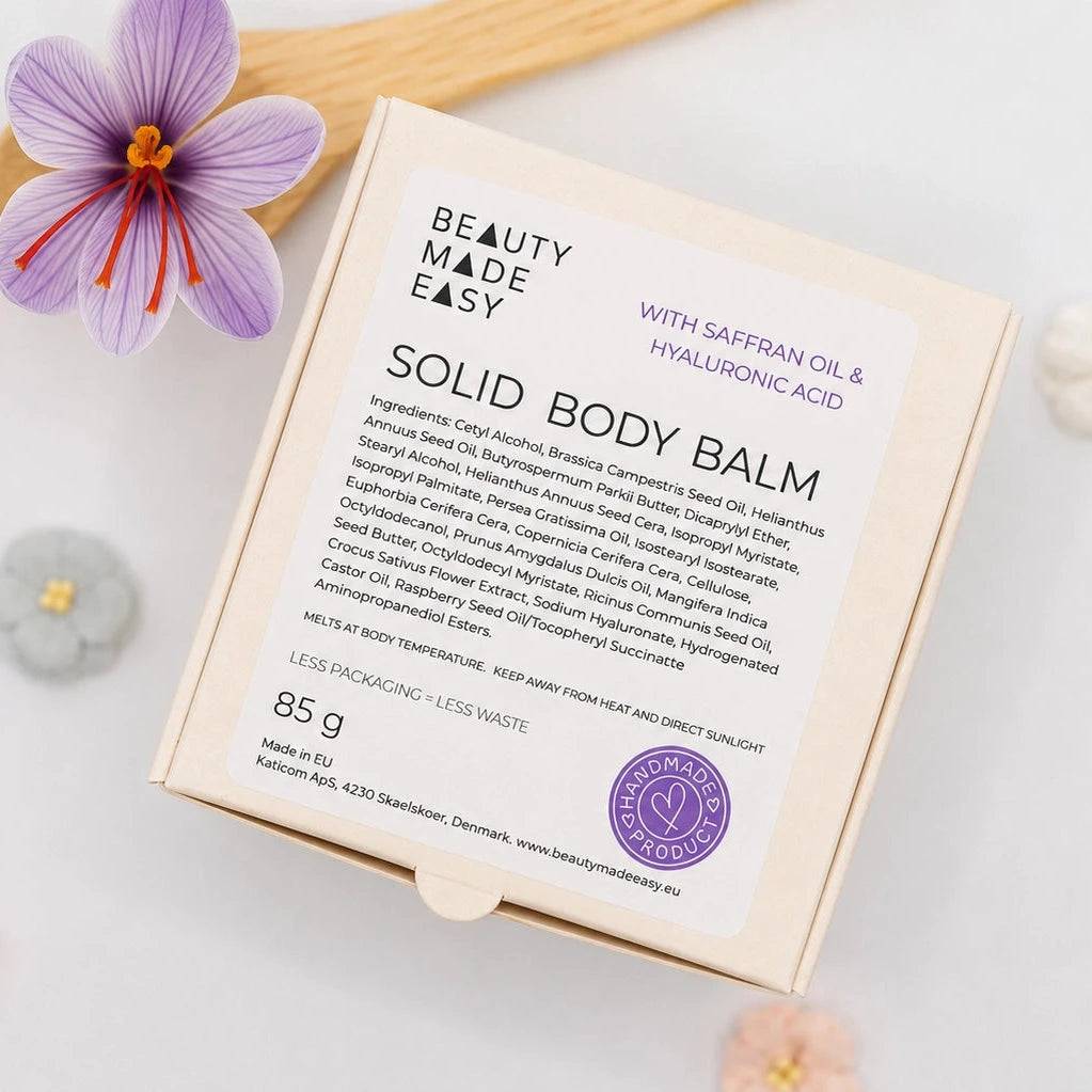 Beauty Made Easy Solid Body Balm 85g – med Safranolie & Hyaluronsyre.