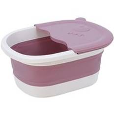 Wikhostar hopfällbart fotbad badrum fot blötläggnings hink vanlig skummande massage hink hopfällbar bastu badkar pedikyr bad - Liten rosa