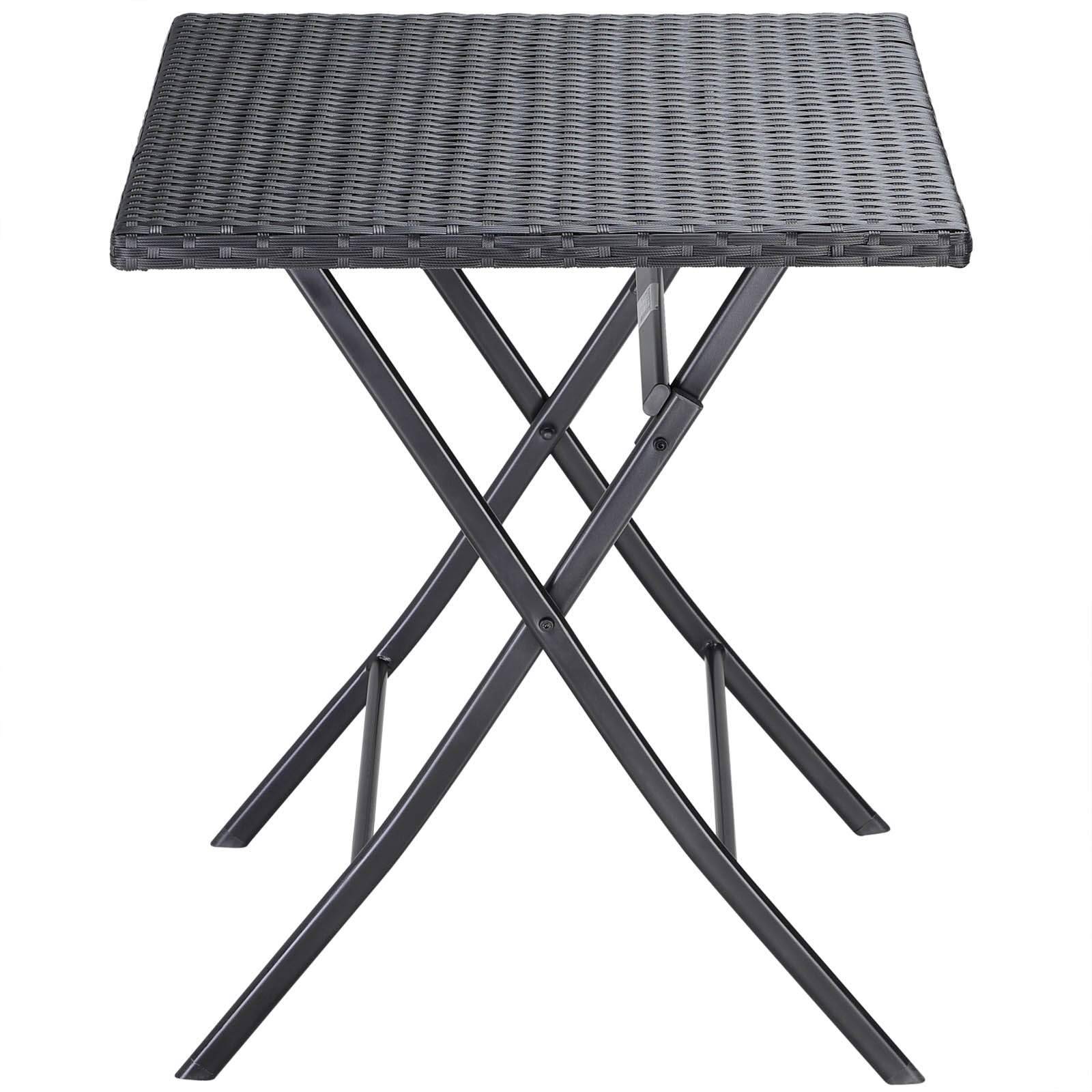 Fällbart rottingbord, svart, 63x63x73cm, utomhusbruk