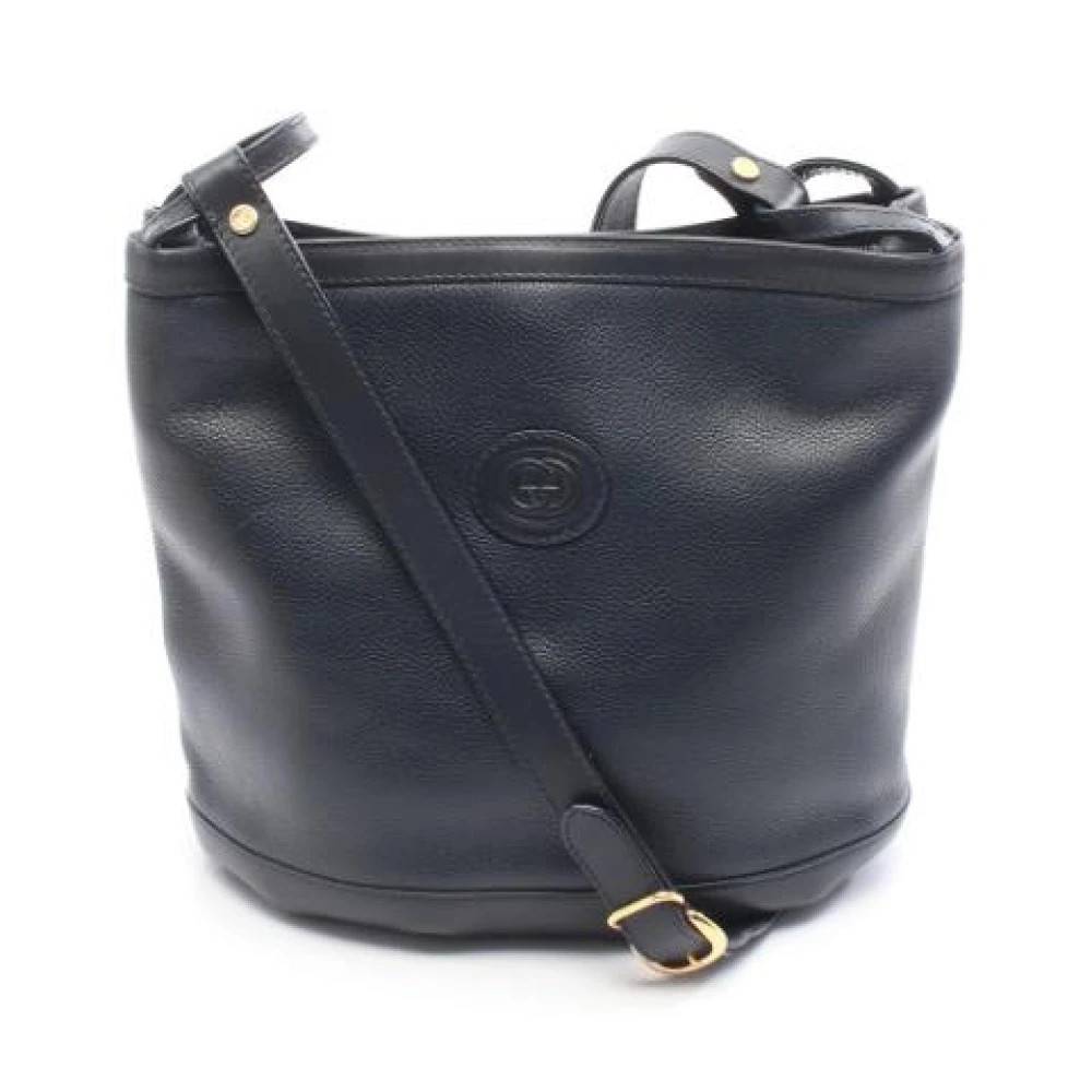 Gucci Vintage Pre-owned Læder Bucket Bag - Vintage - Dame - Blå - ONE SIZE - Læder