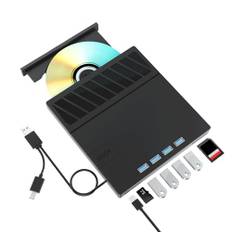 Yaeonku Externes Blu Ray CD DVD Laufwerk USB 3.0 Type-C 3D BD Externer CD/DVD Blu ray Brenner with 4 USB Ports and 2 SD Card Portable Bluray Laufwerk Drive für for Laptop PC Linux Windows Mac OS