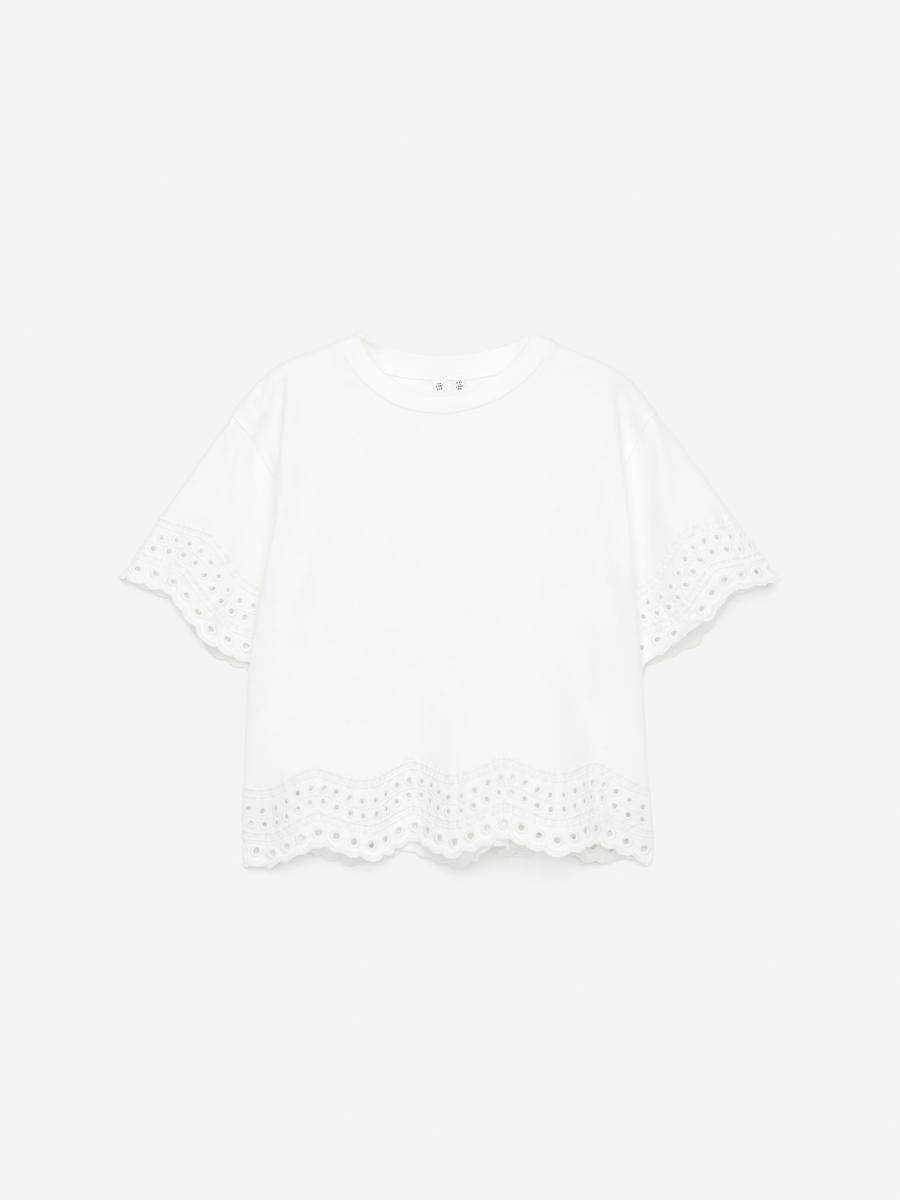 ARKET Topp Med Broderi Anglaise -Vit, 98/104
