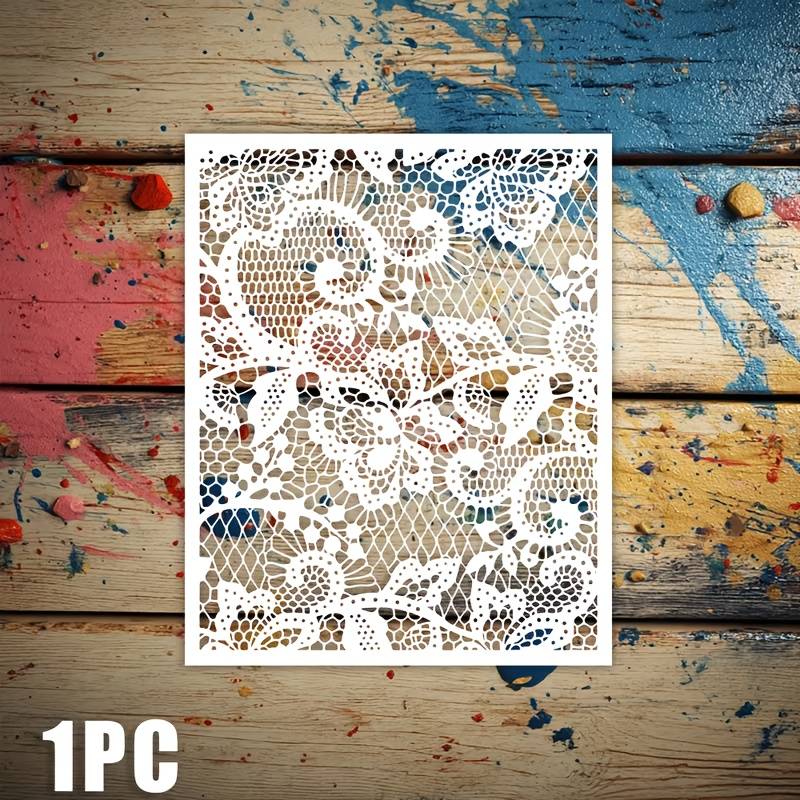 TEMU 1pc Lace Texture Painting Stencil, 10x8 Inches, Made Of And Reusable Pet Material, Suitable For Diy Art Projects On Wood, Furniture, Paper, And Fabric
