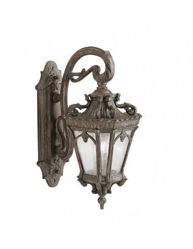 TOURNAI Udendørs væglampe i aluminium og glas H61 cm 2 x E14 - Antik brun/Frostet