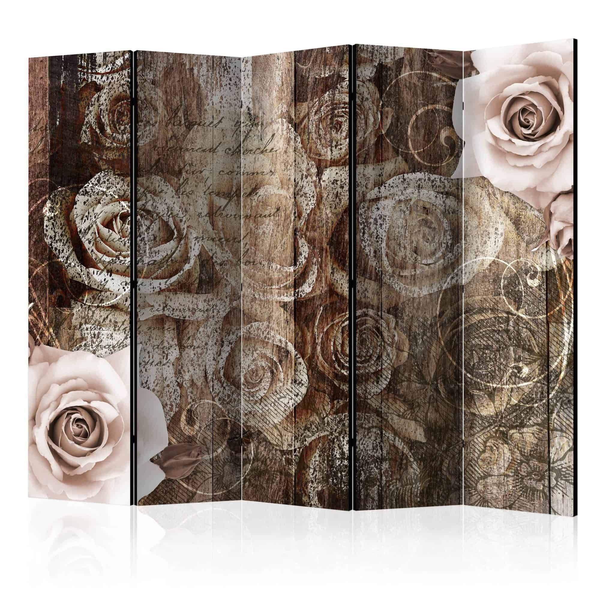 Skærmvæg Old Wood & Roses II