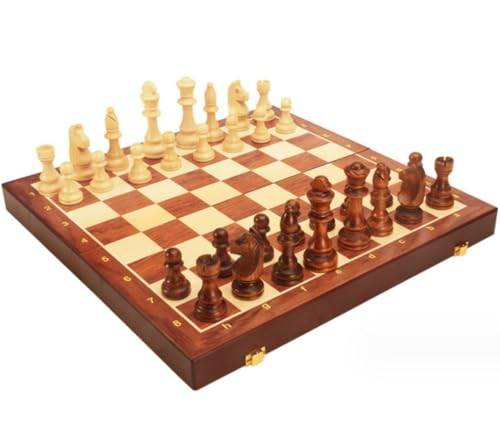 Schackset Schackspel Schackbräde Schack Massivträ Set Trä Vikbräde Schack Pedagogiska spel Familjeaktiviteter Schackset Schackbrädspel (Color : A, Size : 45 * 45cm)