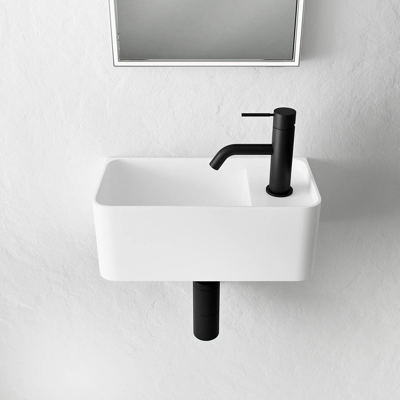 Coco 1L - 36x18 Vask til venstre Mathvid SolidTec® - fra Bad&Stil.