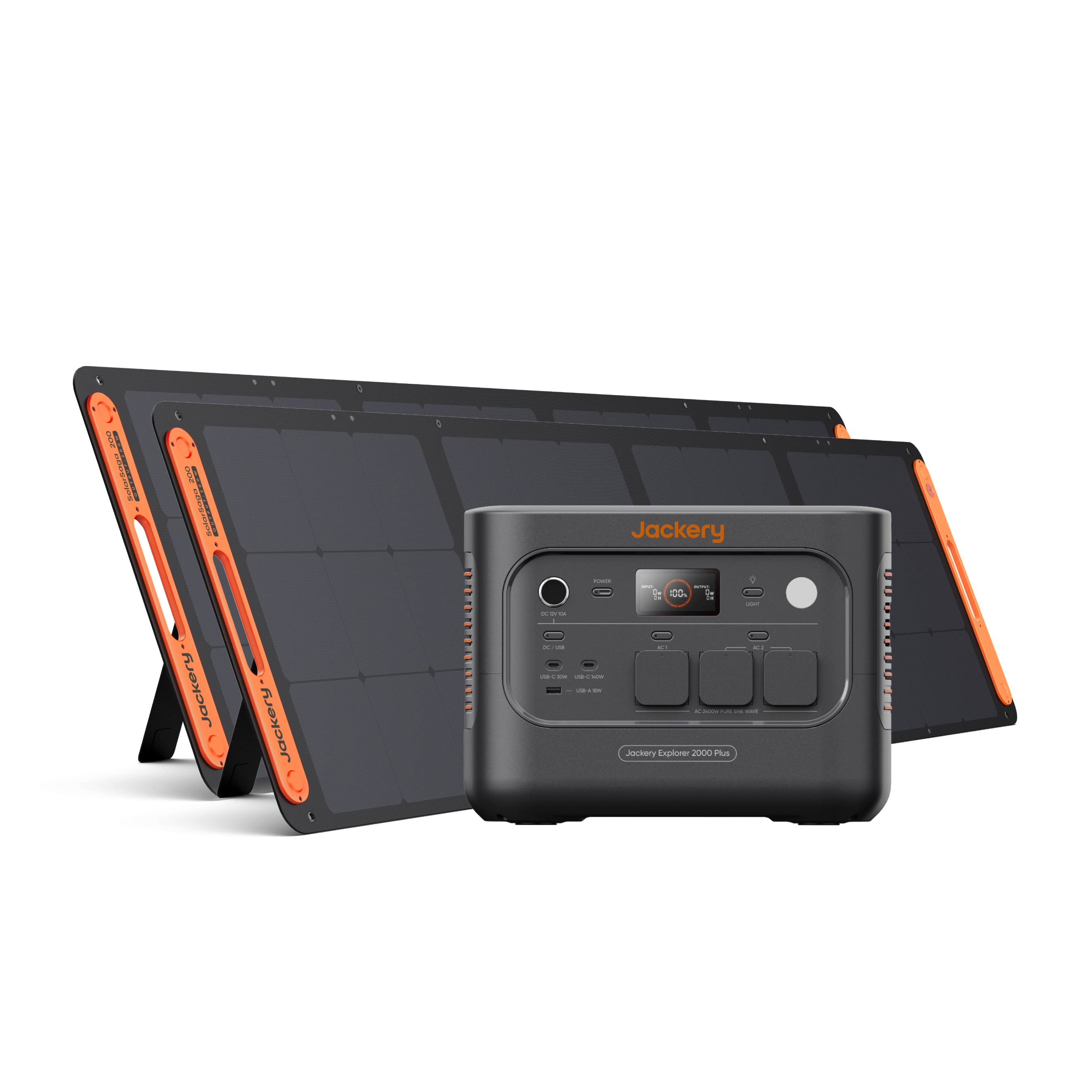 Jackery Explorer 2000 Plus v2 Portable Power Station - Explorer 2000 Plus v2 + 2 × SolarSaga 200 - EU Plugs