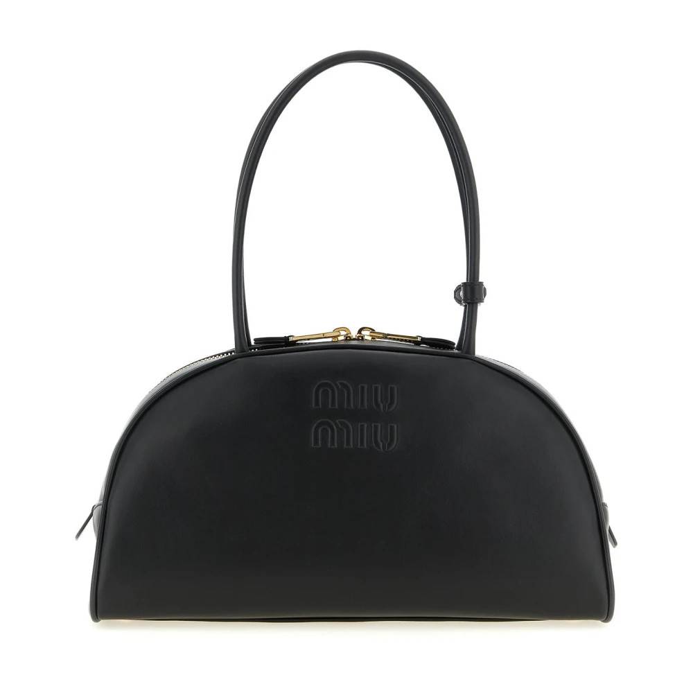 Miu Miu Embossed Logo Curved Shoulder Bag - Tasker - Dame - Sort - ONE SIZE - Uld