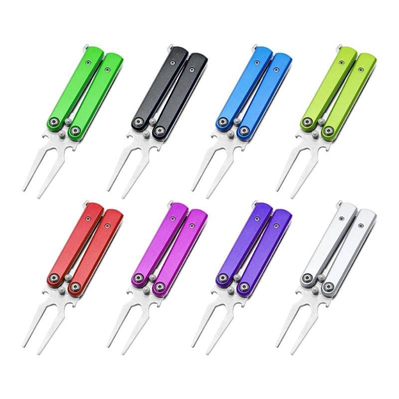 Foldable Divot Pivots Tool Golf Balls Fork Pivots Divot Repair Tool Putting Green Fork Grooves Cleaner Golf Balls Fork