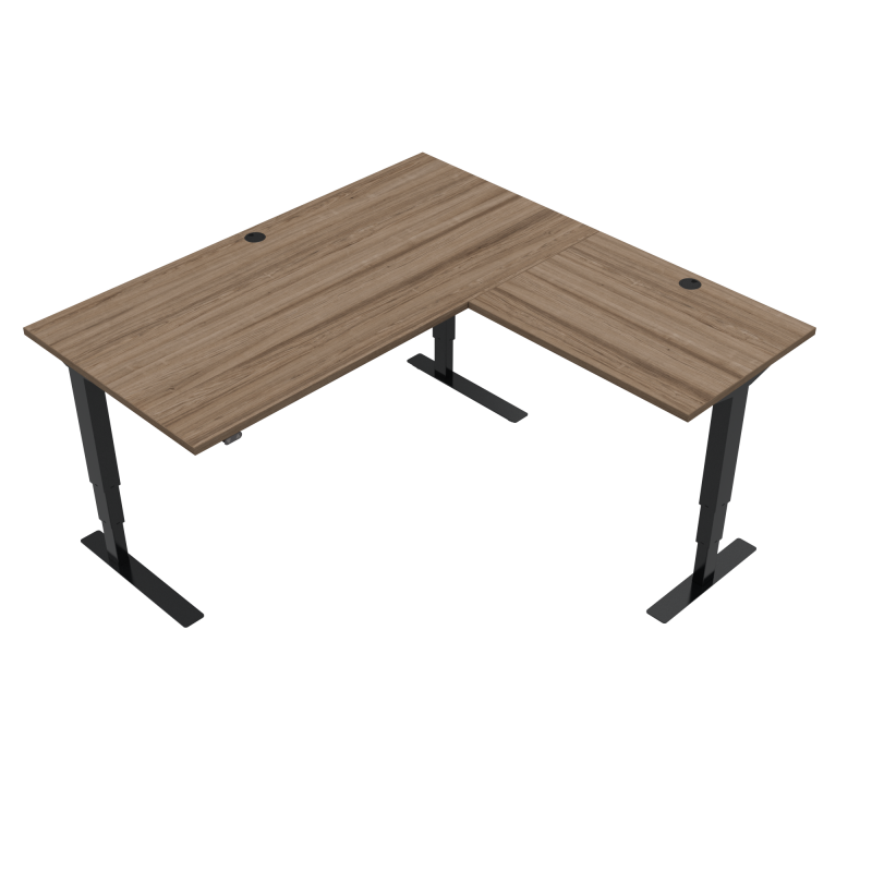 ConSet hæve-sænke bord 160x160cm valnød med sort stel
