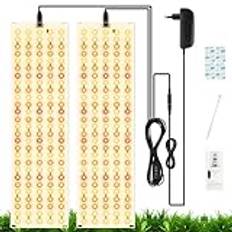 OFFCUP Växtlampa med LED, fullt ljusspektrum, 2 st., rött och vitt växtljus med 270 lysdioder, med timer på 3/6/12 h, 3 ljuslägen, 5 000 K/20 W, för inomhusväxter