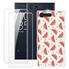 MILEGOO Sony Xperia X Compact Case + 2 st skärmskydd härdat glas, stötsäkert stötsäkert mjukt TPU-fodral i silikon för Sony Xperia X Compact (4,6 tum)