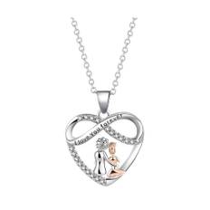 KBRPEY Mor och dotter halsband 925 sterling silver 925 sterling silver kubisk zirkon jul födelsedag hänge mors dag smycken kedja gåvor till mamma dotter, One Size, Sterlingsilver, Silver 925