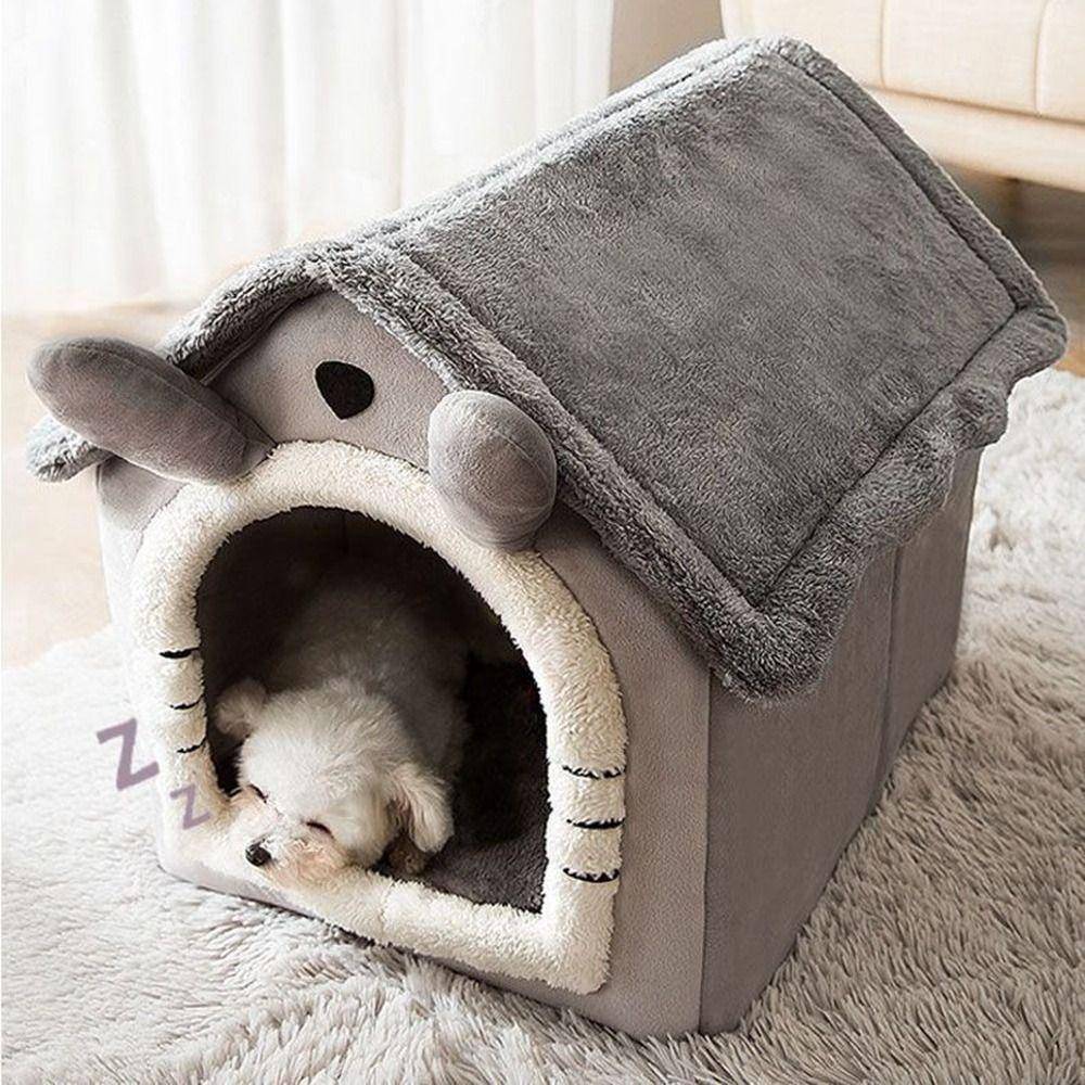 Söt Vinterstängt Varmt Hus Katt Kennel Husdjurssäng Kattsäng Valpbo black