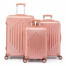 3-delad resväska med hörnskydd, 20/24/28 tum, slitstarkt hårt skal, 360 graders spinnhjul, multifunktionell, stor kapacitet, lätt, fashionabel flerfär - 3 i 1 roséguld