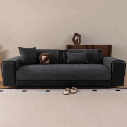 1 st enfärgad jacquard-chenille soffkudde med textur, modern minimalistisk sofföverdrag i cremevit stil, halkfri, slitstark, reptålig, noppfri, smutsa - Mörkgrå (Multi-size)