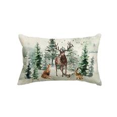 Artoid Mode Baum Füchse Kaninchen Rentier Weihnachten Kissenbezug, 30x50 cm Saisonnal Winter Zierkissenbezug Cushion Cover Couch Wohnzimmer Deko