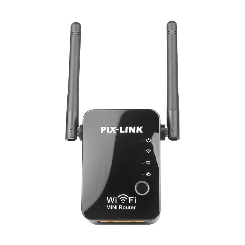 Kebidu 300 mbps trådlös wifi-förlängare repeater/router dual band 2.4 ghz 4 wi fi antenn signalförstärkare med lång räckvidd - Eu-kontakt / 2 st antenner svarta