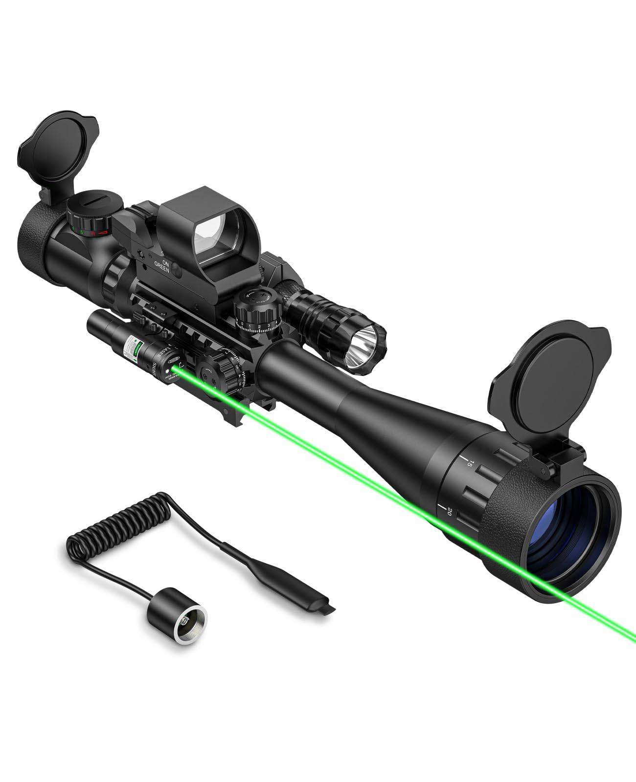 EZshoot 6-24x50 AO Rifle Scope Combo, Rangefinder Reticle Long Range Scope