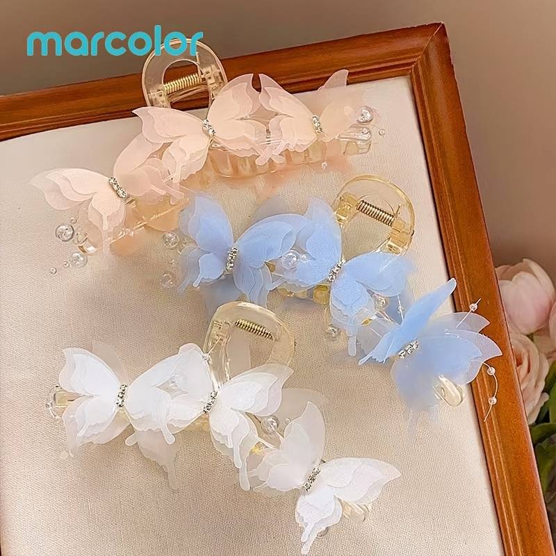 Marcolor 3pcs Shark Clips Temperament Hair Clips Card Clamps Tight And Non-slip Light Luxury Durable Commuting Travel Gentle Hairstyle Women's All-match High Aesthetic Updo Hair Additions