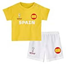 FIFA Unisex barn officiell Fifa World Cup 2022 t-shirt och shorts set - Spanien - Away Country Tee & Shorts Set (paket med 1), Gul/Vit, 24 månader