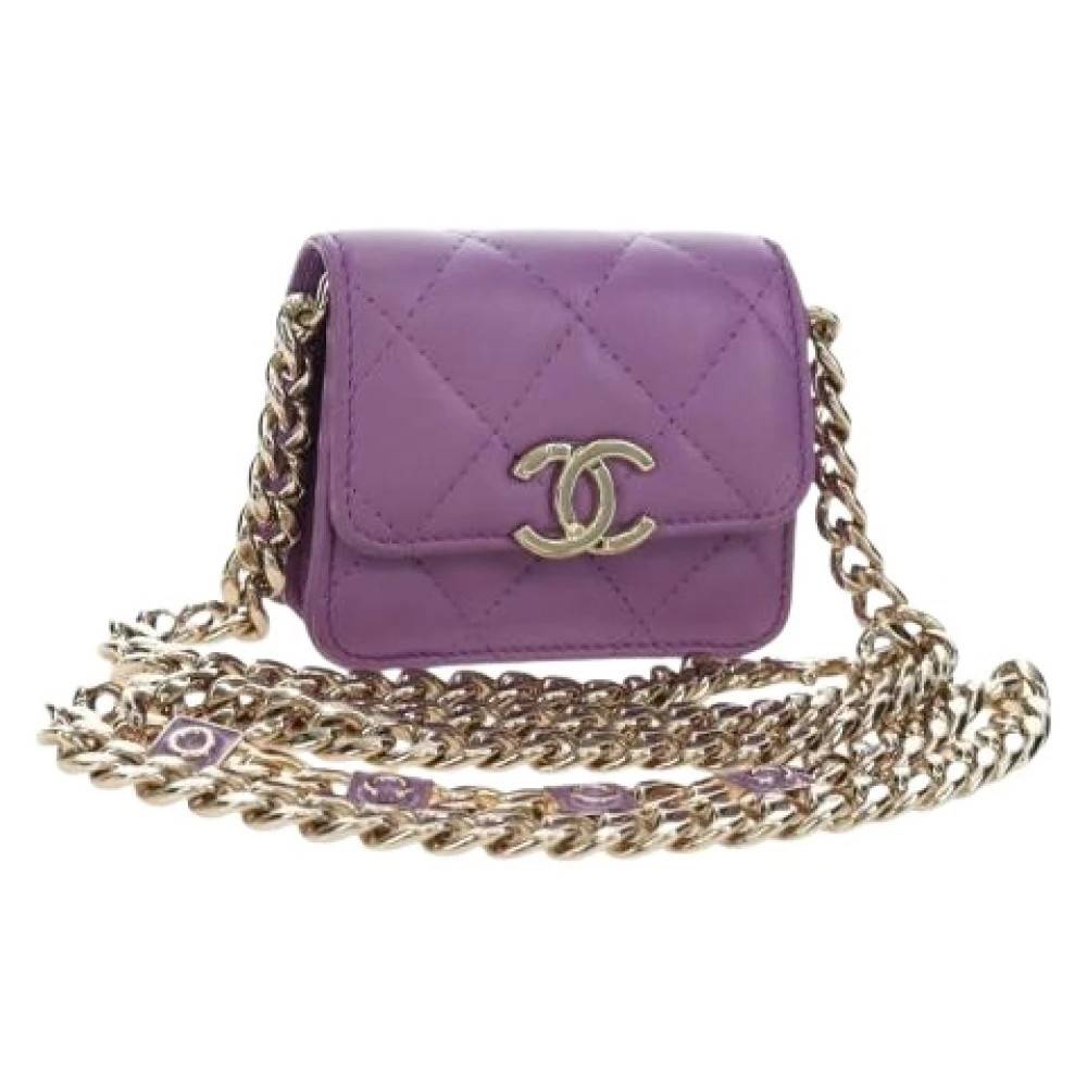 Chanel Vintage Pre-owned Vintage Mini Skuldertaske - Vintage - Dame - Lilla - ONE SIZE - Uld