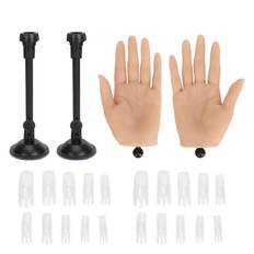 2pcs Nail Art Practice Hand Bendable Joints Silicone Nail Training Hand with Suction Cup Stand Nail