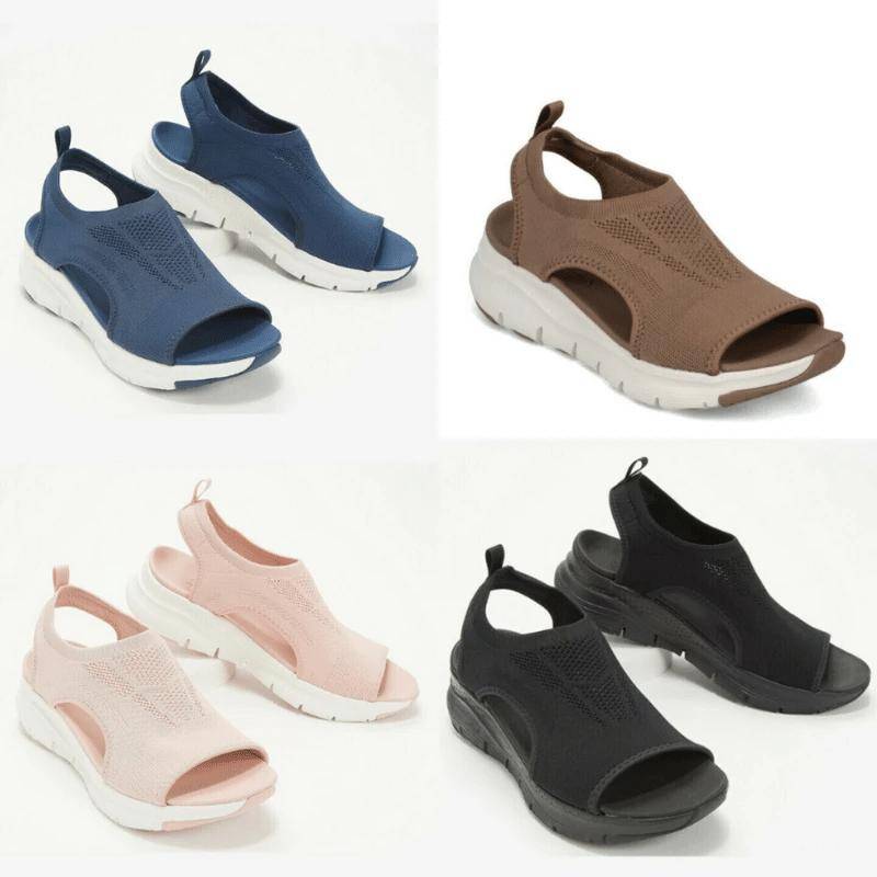 Sommarsport Sandaler Tvättbara Slingback Ortopediska Tofflor Kvinnor Platformsandaler Mjuka Kilklacksskor Casual Skor cm svart