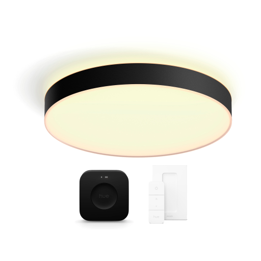 Philips Hue Enrave plafond, sort, Ø55 cm, startsæt