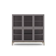EDGE 2.0 Vitrinskåp - Grey / Burned Walnut, 2 sektioner, 3 dörrar