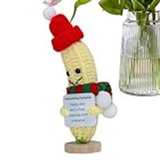 Positive Crochet Banana | Cute Crochet Decor | Knitted Banana Doll | Funny Plush Toy | Christmas Crochet Decor Emotional Support Plush | Small Fruit Crochet Toy Banana Knitted Doll for Kids Adults