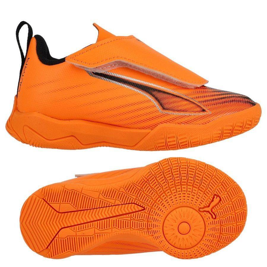 PUMA Ultra 6 Play velcro IT Hot Pursuit - Orange/PUMA Sort/Rød Børn - Indendørs (IC)