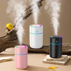 1 USB-luftfuktare för bil, 350 ml LED Atmosphere Night Light Kalla Dimma luftfuktare, Bärbar eterisk oljespridare, Home Aroma Diffuser, Luftrenare, Lä - Multifärgad (En storlek passar alla)