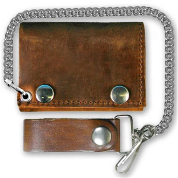 Plånbok Trifold Classic 4 Brown Med Kedja (11x8,5x2,5 cm)